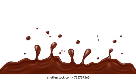 Hot chocolate splash on white background photo realistic vector