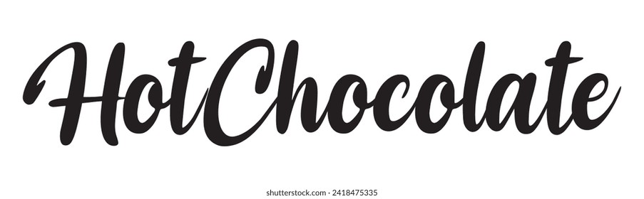 texto de chocolate caliente sobre fondo blanco.