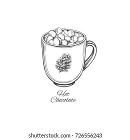 Hot chocolate. Vector hand drawn illustration