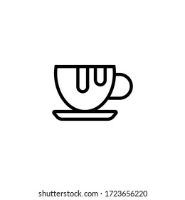 Hot chocolate vector icon in linear, outline icon isolated on white background