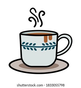 Hot chocolate vector illustration. A cup of hot drink in flat style