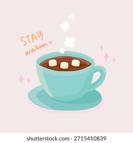 hot chocolate vector with marshmallows with staf warna lettering 