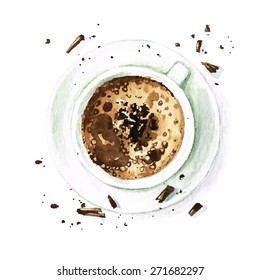 Hot Chocolate - Vectorized Watercolor Food Collection. This Design is for White Background ONLY