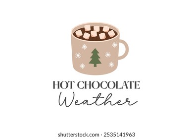 Hot Chocolate weather, Boho Christmas T Shirt Design