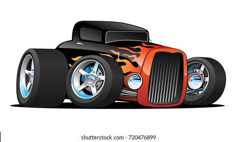 Hot Classic Custom Car Cartoon Vector Illustration 
