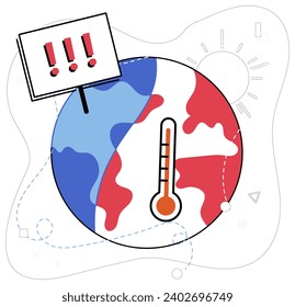 Hot climate vector illustration. High temperatures worldwide underscore pressing reality hot climate crisis The atmosphere, laden with warming trends, bears witness to consequences hot climate