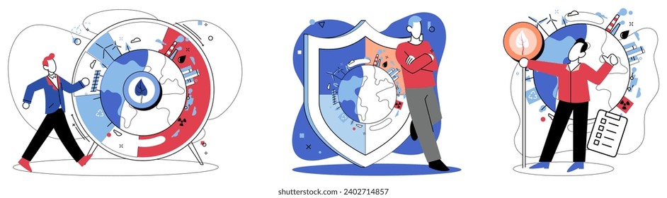 Hot climate vector illustration. High temperatures worldwide echo pervasive challenge a resounding call to combat hot climate As temperatures soar, ecosystems grapple with escalating problem hot