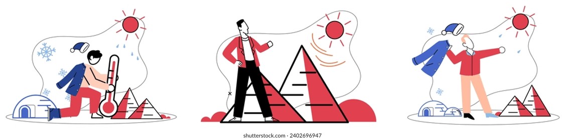 Hot climate vector illustration. Natures equilibrium falters as problem hot climate disrupts delicate ecosystem Climate change, like fever, grips atmosphere, signaling urgency addressing hot climate