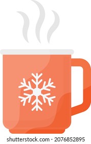 Hot Cocktails Concept, Ceramic Snowflakes Printed Mug Vector Color Icon Design, Winter Season activities Symbol, Coldest Weather Sign, Snow and frost Stock Illustration
