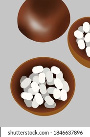 bombas calientes de cacao en fondo gris con malvaviscos