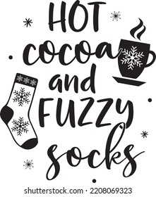 Hot Cocoa and Fuzzy Socks, Merry Christmas, Santa, Christmas Holiday, Vector Illustration File