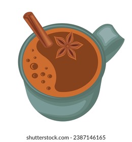 Hot cocoa in a green mug illustration vector perfect for winter