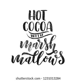 Hot cocoa hand lettering composition. Hand drawn quote for Christmas signs, cafe, bar and restaurant. Vector illustration