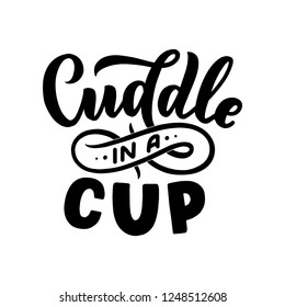 Hot cocoa hand lettering composition. Hand drawn quote for Christmas signs, cafe, bar and restaurant. Vector illustration