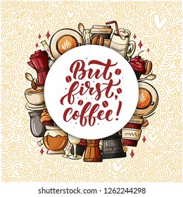 Hot cocoa hand lettering composition. Hand drawn quote for Christmas signs, cafe, bar and restaurant. Vector illustration