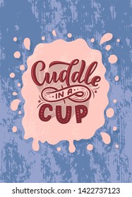 Hot cocoa hand lettering composition. Hand drawn quote for Christmas signs, cafe, bar and restaurant. Vector illustration