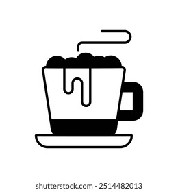 Icono de cacao caliente aislado en un fondo blanco. Ilustración vectorial.