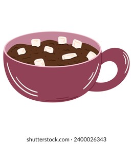 Cacao caliente con malvaviscos en una taza