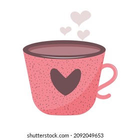Hot cocoa mug with heart. Valentine's day design element.