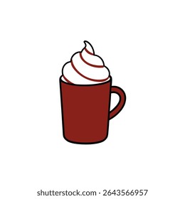 uma caneca de cacau quente com hortelã e chantilly