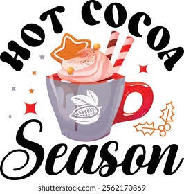 Hot Cocoa Typography Chocolate vector Graphics Design.