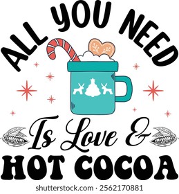 Hot Cocoa Typography Chocolate vector Graphics Design.
