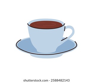 Hot coffee americano, espresso cup illustration with arabica or rabusta in cup mug. Americano cup, cappuccino or latte. Hot coffee cup modern cartoon illustration