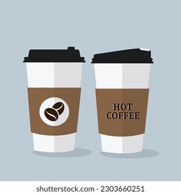 Hot Coffee americano latte in a paper cup illustration