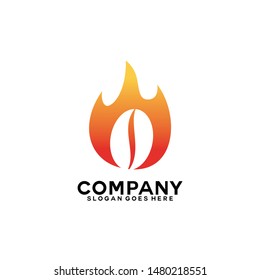 Hot Coffee Bean logo. Fire Bean vector