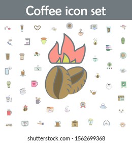 Hot coffee beans colored icon. Coffee icons universal set for web and mobile