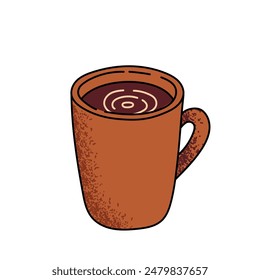 Bebida de café caliente, taza americana. Ilustraciones vectoriales planas aisladas sobre fondo blanco