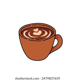 Hot coffee beverage, americano cup. Flat vector illustrations isolated on white background