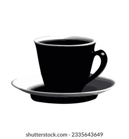 café caliente en una taza negra