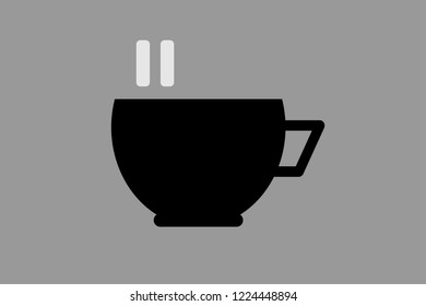 hot coffee in black cup. coffee vector.