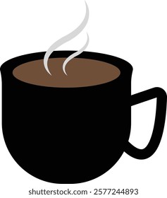 Hot coffee in a black mug vector design