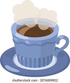 Hot coffee in a blue mug