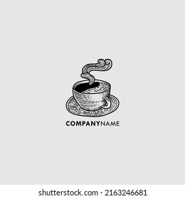 hot coffee brewing vector logo