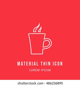 Hot Coffee Bright red material designed line thin flat icon / logo