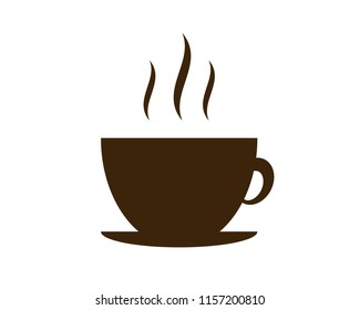 Hot coffee brown icon vector or Illustration or logo isolate on white background. Flat style icon