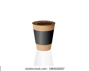 Hot Coffee in brown paper container cup with black sleeve