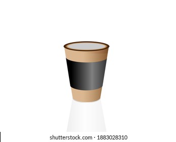 Hot Coffee in brown paper container cup with black sleeve