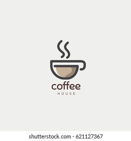 Hot Coffee Cafe Logo Design