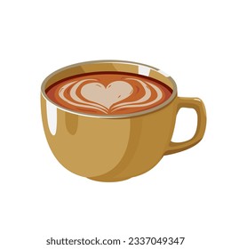 Hot coffee cappuccino in  cups. Vector illustration isolated on white eps 10
