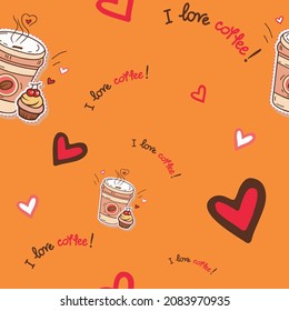hot coffee in a cappuccino latte glass pattern