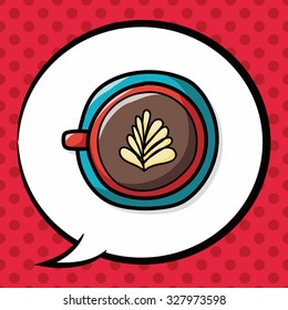 hot coffee color doodle, speech bubble