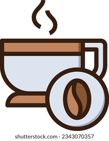 Hot Coffee Color Line Icon - Single Icon, Vector
