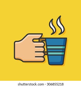 hot coffee color line icon