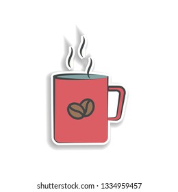 Hot coffee colored hand drawn icon. Element of autumn icon for mobile concept and web apps. Hand drawn colored Hot coffee can be used for web and mobile on white bakgorund