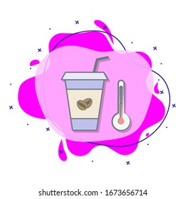 Hot coffee colored liquid bacdge icon. Simple color vector of coffee icons for ui and ux, website or mobile application