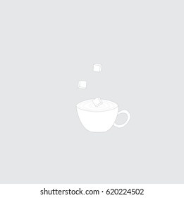 hot coffee with cube sugar,vector illustration